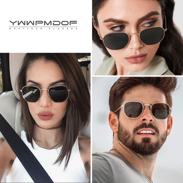 Alt view image 4 of 6 - Polarized Sunglasses for Women Men Square Hexagonal Flat Mirrored UV Protection