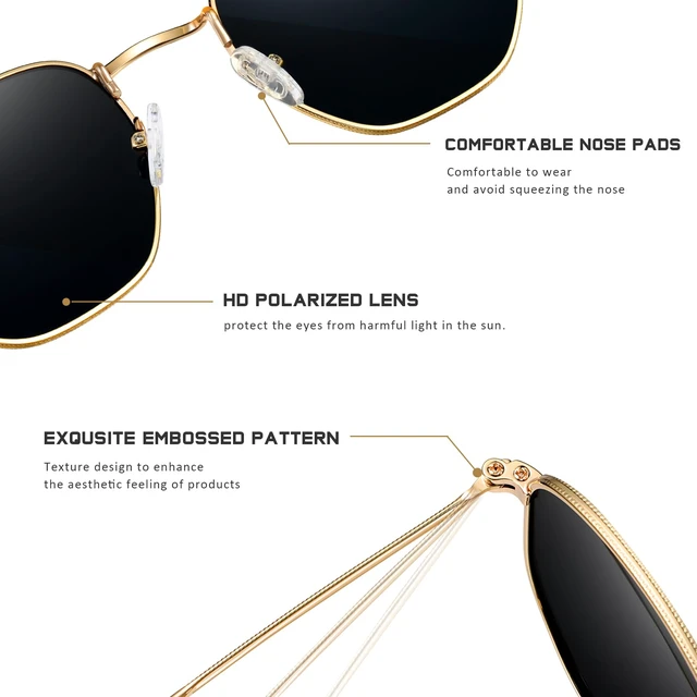 Alt view image 5 of 6 - Polarized Sunglasses for Women Men Square Hexagonal Flat Mirrored UV Protection
