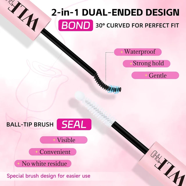 Alt view image 2 of 6 - Waterproof Lash Cluster Glue Bond & Seal with Remover Kit, Long Lasting Eyelash Adhesive, Black (5ml+5ml)