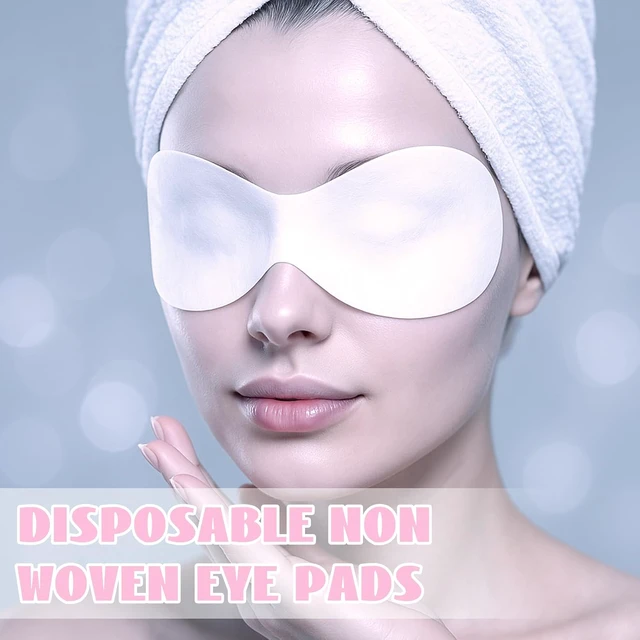 Alt view image 2 of 7 - JJUNW 100 Pcs Disposable Non Woven Cotton Sheet Eye Mask Pads for Dry Eyes, Skincare, Spa, Moisture Retention Beauty