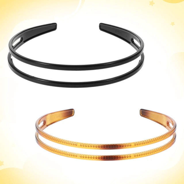 Alt view image 5 of 7 - 2 Pcs Double Row Teeth Comb Classic Hair Bands, Plastic Non-slip Hair Hoop Headband for Women and Girls, Simple Hair Accessory (Black, Brown)