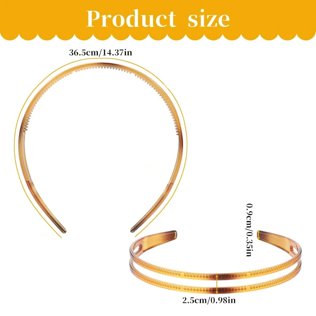 Alt view image 2 of 7 - 2 Pcs Double Row Teeth Comb Classic Hair Bands, Plastic Non-slip Hair Hoop Headband for Women and Girls, Simple Hair Accessory (Black, Brown)