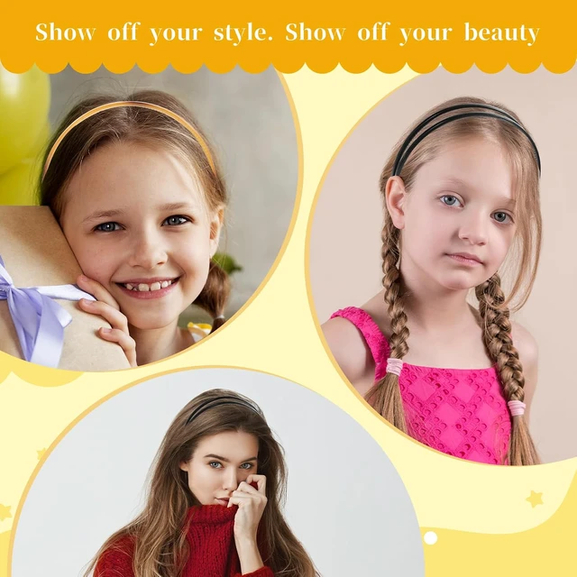 Alt view image 6 of 7 - 2 Pcs Double Row Teeth Comb Classic Hair Bands, Plastic Non-slip Hair Hoop Headband for Women and Girls, Simple Hair Accessory (Black, Brown)