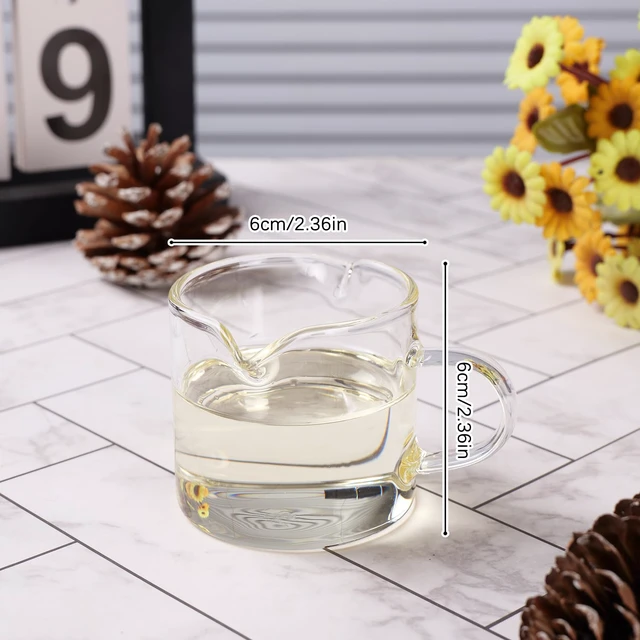 Alt view image 2 of 7 - 2 Pack 4 OZ Double Spouts Clear Glass Espresso Shot Glasses with Handle