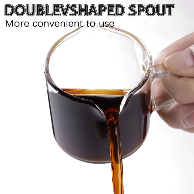 Alt view image 4 of 7 - 2 Pack 4 OZ Double Spouts Clear Glass Espresso Shot Glasses with Handle