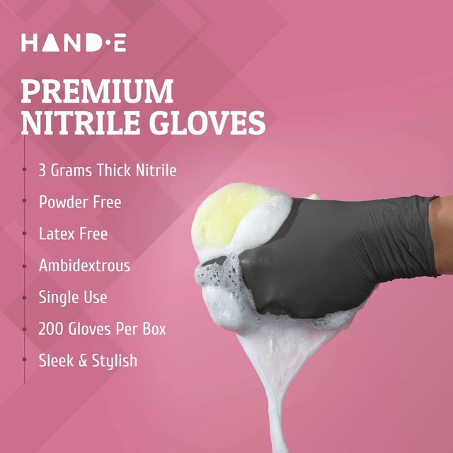 Alt view image 4 of 6 - Hand-E Touch Disposable Grey Nitrile Gloves, Latex Free, 50 and 200 Count, Medical Gloves