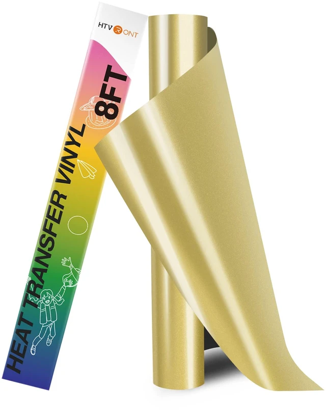 Main image of HTVRONT HTV Roll Heat Transfer Vinyl 12" x 8ft Gold for Shirts