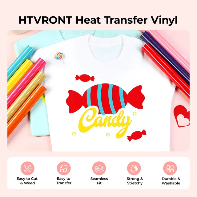 Alt view image 4 of 6 - HTVRONT HTV Roll Heat Transfer Vinyl 12" x 8ft Gold for Shirts