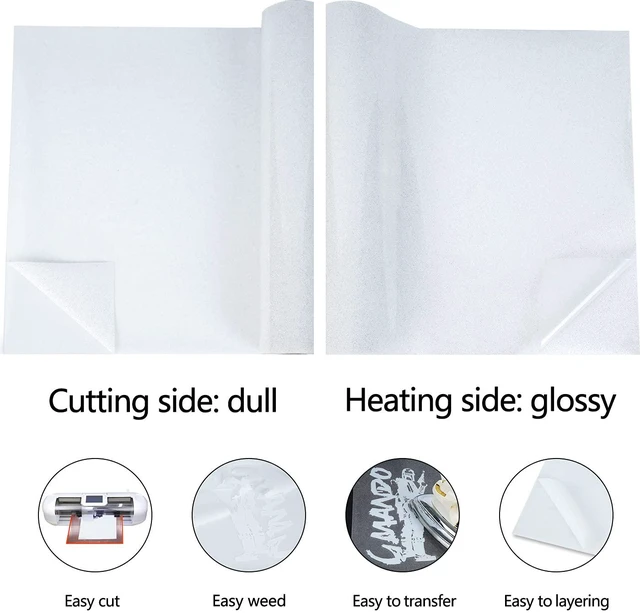 Alt view image 3 of 5 - Guangyintong White Glitter HTV Rolls, 12" x 8ft