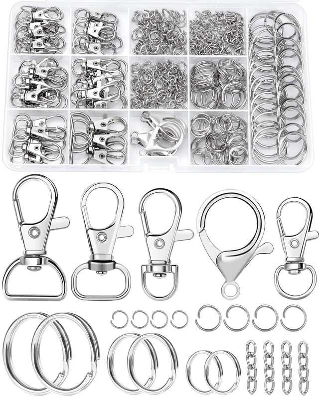 Main image of FIVEIZERO 325PCS Keychain Making Kit, Silver Keychain Clips with Key Rings