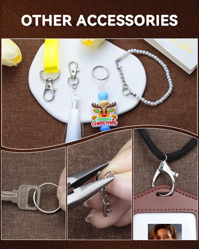 Alt view image 6 of 6 - FIVEIZERO 325PCS Keychain Making Kit, Silver Keychain Clips with Key Rings
