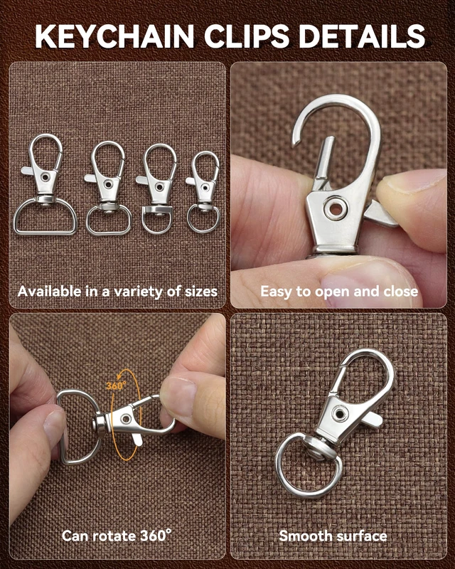 Alt view image 3 of 6 - FIVEIZERO 325PCS Keychain Making Kit, Silver Keychain Clips with Key Rings