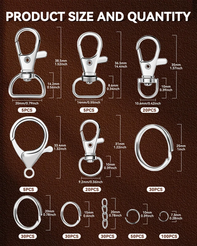 Alt view image 5 of 6 - FIVEIZERO 325PCS Keychain Making Kit, Silver Keychain Clips with Key Rings