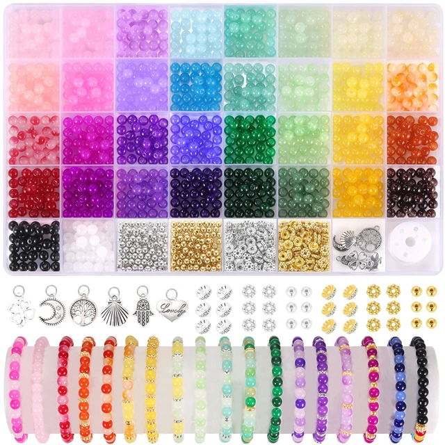 Main image of Funtopia 1368pcs 6mm Glass Beads for Bracelets Jewelry Making Supplies