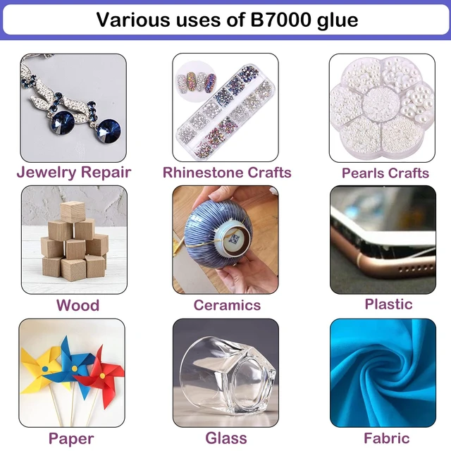 Alt view image 3 of 6 - B7000 Adhesive Rhinestones Glue, 2-Pack 110ml / 3.7 fl oz, with 5 Dotting Pen Tools, Wax Pencil and Tweezer, for Crafts, Jewelry Making, Makeup, Shoes, Nail Art