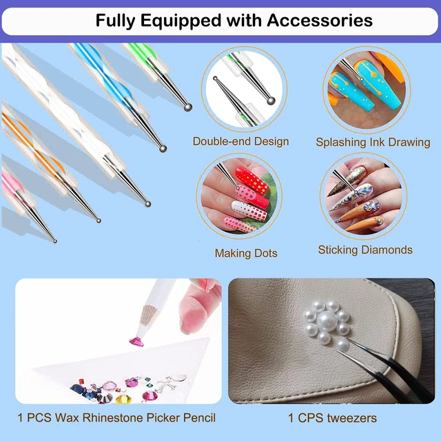 Alt view image 4 of 6 - B7000 Adhesive Rhinestones Glue, 2-Pack 110ml / 3.7 fl oz, with 5 Dotting Pen Tools, Wax Pencil and Tweezer, for Crafts, Jewelry Making, Makeup, Shoes, Nail Art