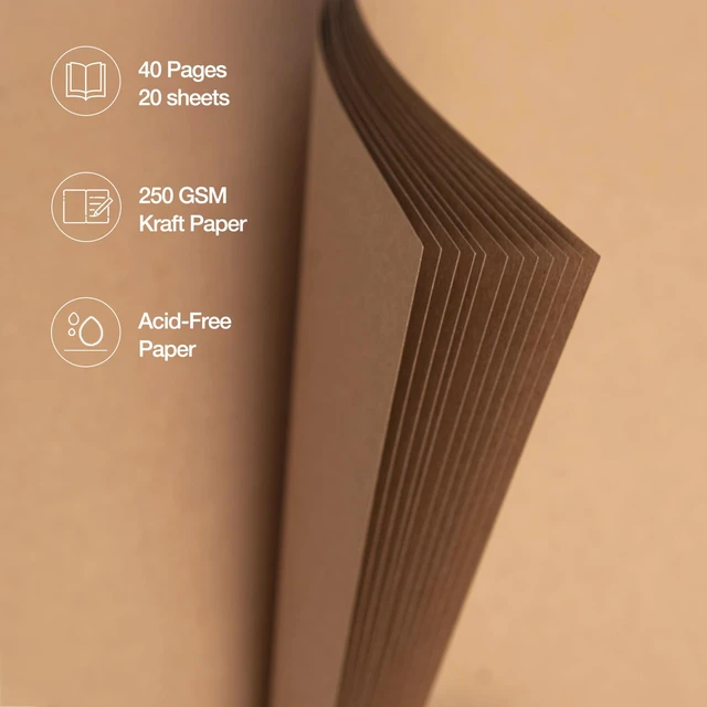 Alt view image 3 of 6 - Potricher 8x8 Inch DIY Scrapbook Album 40 Pages with Kraft Paper, Yellow