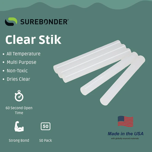 Alt view image 4 of 6 - Surebonder Full Size Hot Glue Sticks 50-Pack, Clear, Non-Toxic, Multi-Temp, 4-Inch x 0.43-Inch for Full Size Glue Guns, DIY, Arts, Crafts & Home Repairs