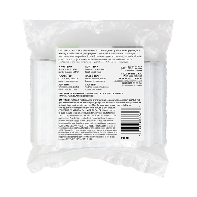 Alt view image 5 of 6 - Surebonder Full Size Hot Glue Sticks 50-Pack, Clear, Non-Toxic, Multi-Temp, 4-Inch x 0.43-Inch for Full Size Glue Guns, DIY, Arts, Crafts & Home Repairs