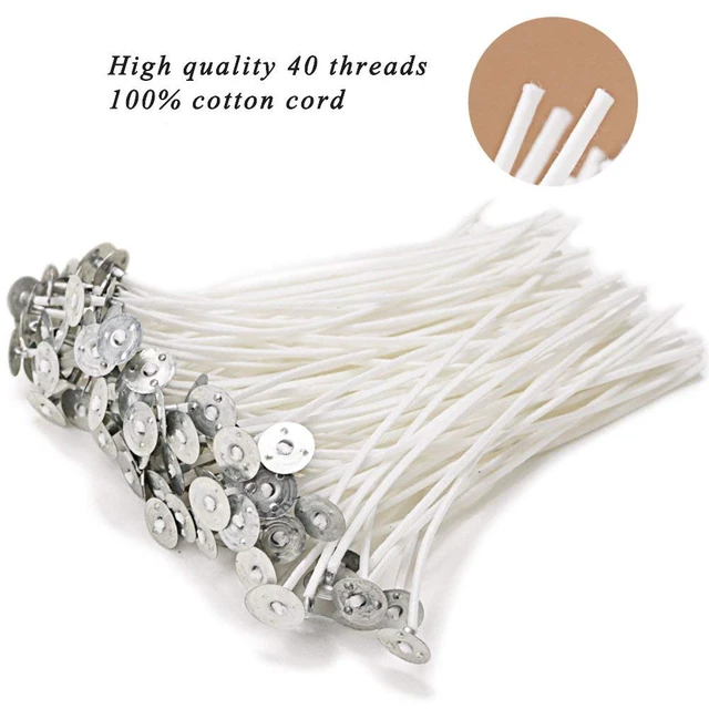 Alt view image 3 of 7 - EricX Light 100-Piece Natural Candle Wicks, 6" Pre-Waxed Low Smoke 100% Natural Cotton Core, for Candle Making DIY
