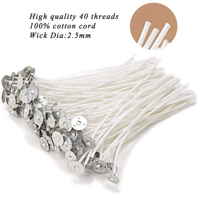 Alt view image 7 of 7 - EricX Light 100-Piece Natural Candle Wicks, 6" Pre-Waxed Low Smoke 100% Natural Cotton Core, for Candle Making DIY