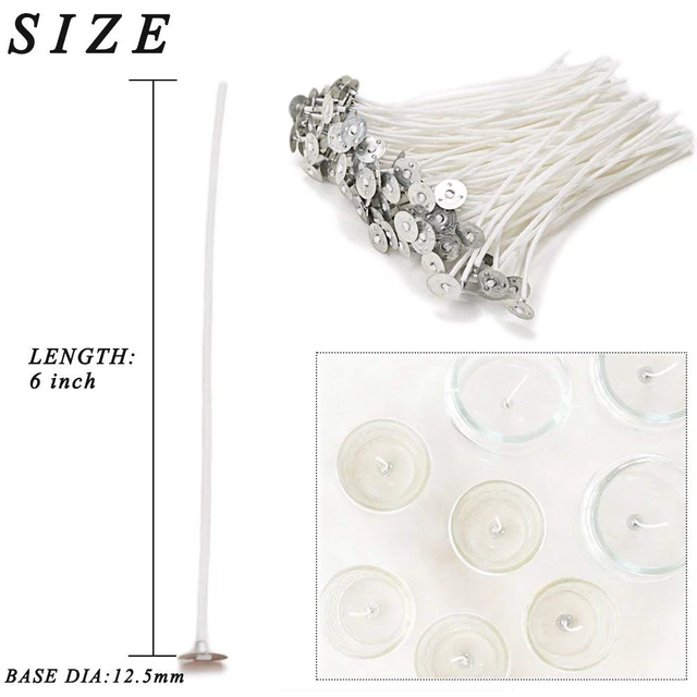 Alt view image 5 of 7 - EricX Light 100-Piece Natural Candle Wicks, 6" Pre-Waxed Low Smoke 100% Natural Cotton Core, for Candle Making DIY