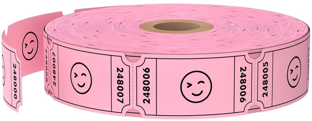 Main image of Methdic 1000 Smile Raffle Tickets Pink, Single Roll for Events, Entry, Class Reward, Fundraiser & Prizes
