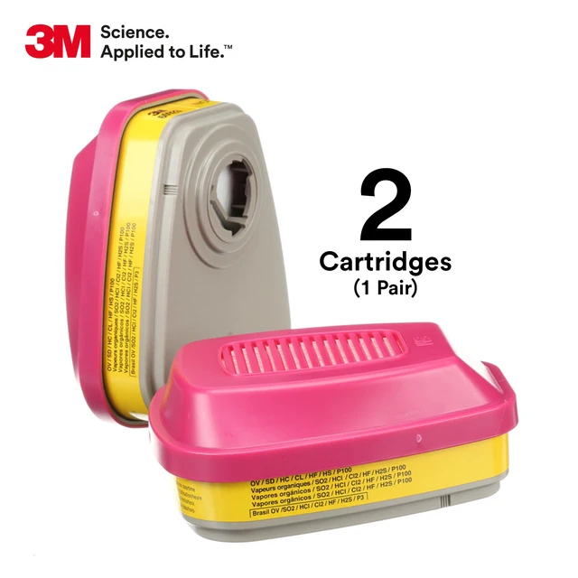Alt view image 2 of 5 - 3M P100 Respirator Cartridge/Filter 60923, NIOSH Approved, 1 Pair