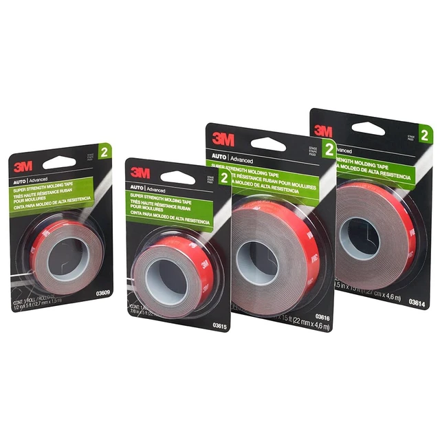 Alt view image 3 of 6 - 3M 03614 Super-Strength Molding Tape, 1/2in x 15ft, High Strength Double-Sided Adhesive, Permanently Attaches Side Moldings, Trim and Emblems to Interior and Exterior of