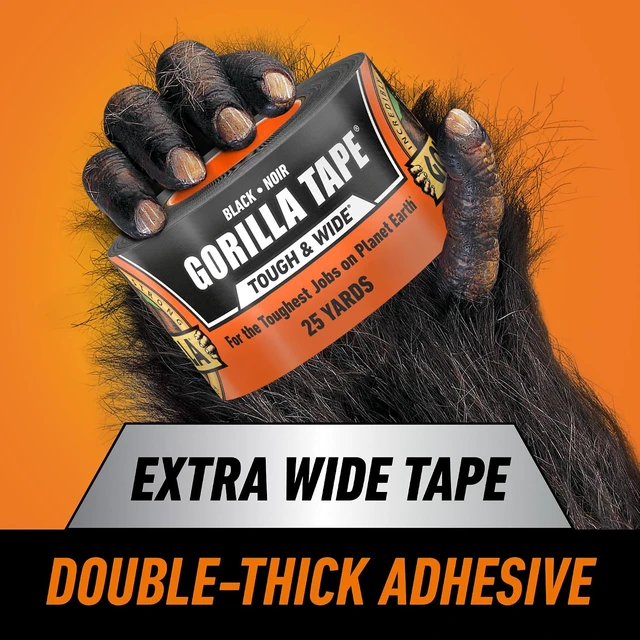 Alt view image 2 of 6 - GORILLA Tough & Wide Heavy Duty Duct Tape, 2.88" x 25 yd, Black, 1-Pack