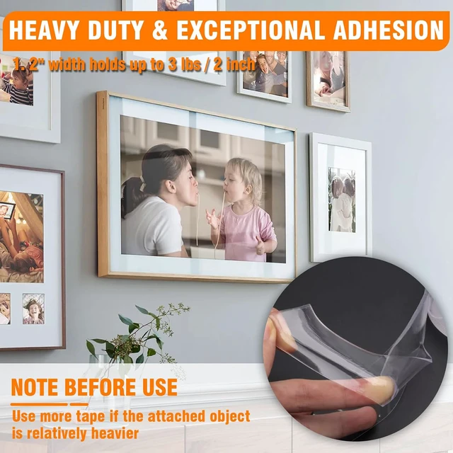 Alt view image 3 of 6 - ANLOKE Heavy Duty Double Sided Tape 2 Pack, 1.2in x 400in, Extra Large Nano, Removable Reusable Washable for Walls Carpets Posters