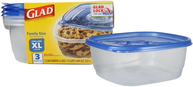 Main image of Glad GladWare XL Square Food Storage Containers, 104Oz, 3Count