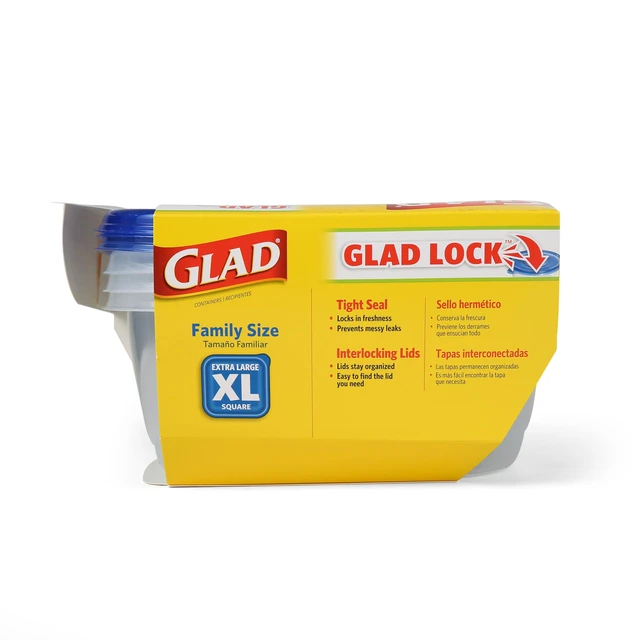 Alt view image 3 of 7 - Glad GladWare XL Square Food Storage Containers, 104Oz, 3Count