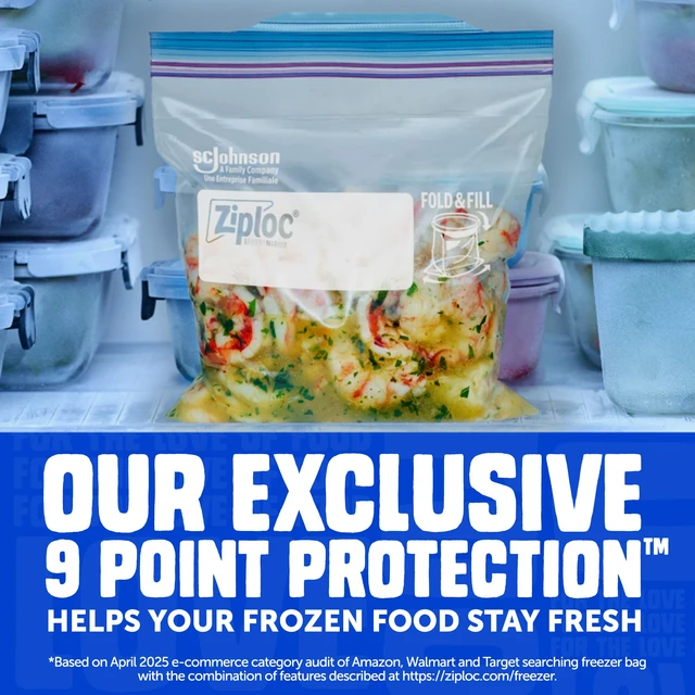 Alt view image 3 of 6 - Ziploc Gallon Freezer Bags, Stand-Up Bottom, 66 Count