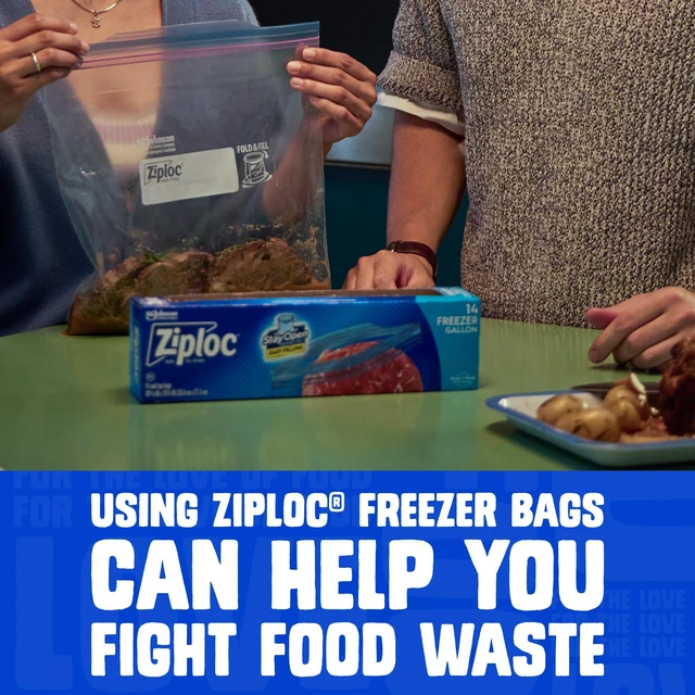Alt view image 2 of 6 - Ziploc Gallon Freezer Bags, Stand-Up Bottom, 66 Count