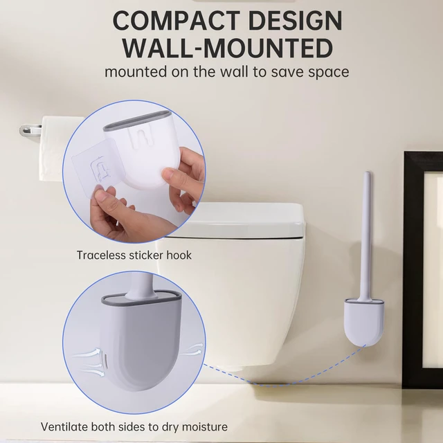 Alt view image 5 of 6 - RV Toilet Bowl Brush Silicone, Wall Mounted Anti-Roll Anti-Drip, Suitable for RV Travel Trailers and Campers, Made by RVers for RVers