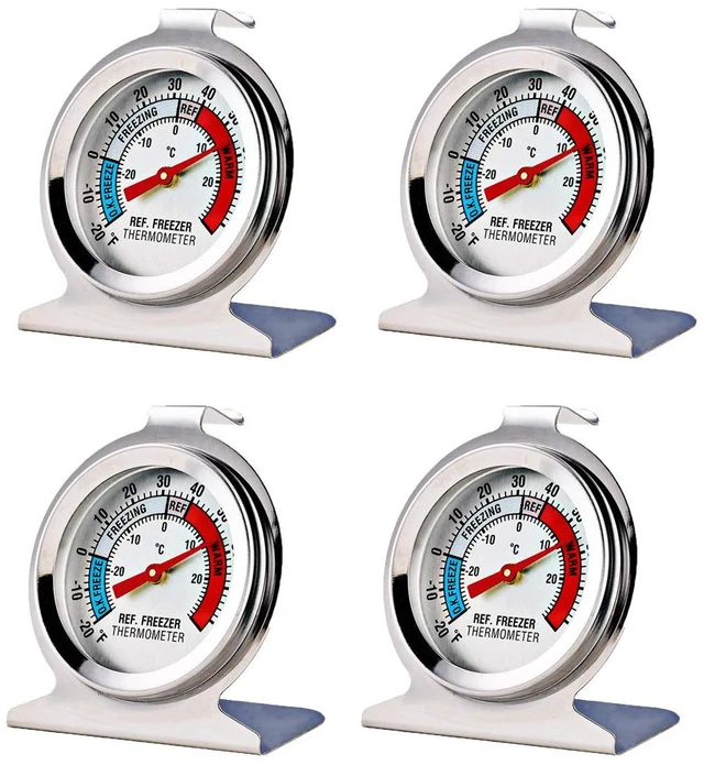 Main image of 4 Pack Large Dial Analog Refrigerator Freezer Thermometer