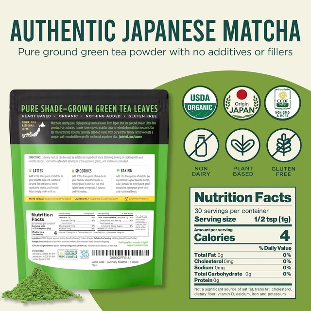 Alt view image 6 of 6 - Jade Leaf Organic Culinary Grade Matcha Powder, 30g/1.06oz
