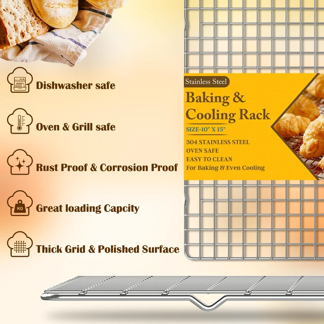Alt view image 3 of 6 - 2 PCS Cooling Racks 10" x 15" Silver for Cooking and Baking
