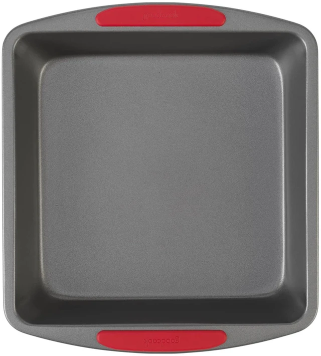 Main image of GoodCook MegaGrip 8x8-Inch Square Non-Stick Heavy-Gauge Steel Baking Pan with Silicone Grip Handles, Dishwasher Safe for Brownies, Bread, Cake & More