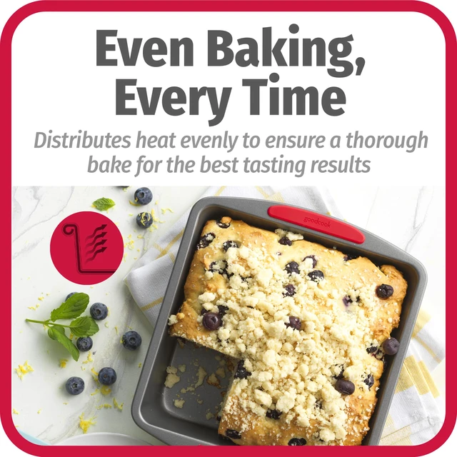 Alt view image 5 of 6 - GoodCook MegaGrip 8x8-Inch Square Non-Stick Heavy-Gauge Steel Baking Pan with Silicone Grip Handles, Dishwasher Safe for Brownies, Bread, Cake & More