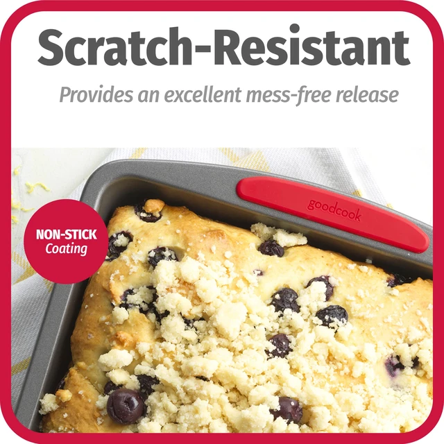 Alt view image 4 of 6 - GoodCook MegaGrip 8x8-Inch Square Non-Stick Heavy-Gauge Steel Baking Pan with Silicone Grip Handles, Dishwasher Safe for Brownies, Bread, Cake & More
