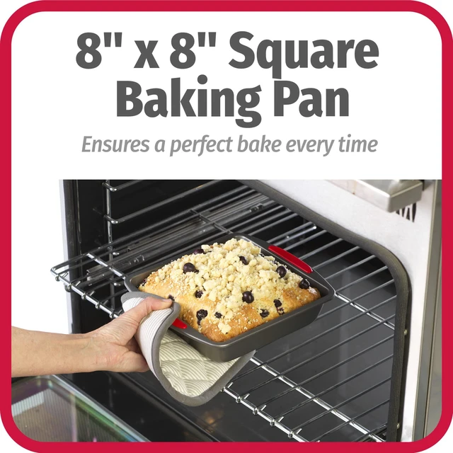 Alt view image 2 of 6 - GoodCook MegaGrip 8x8-Inch Square Non-Stick Heavy-Gauge Steel Baking Pan with Silicone Grip Handles, Dishwasher Safe for Brownies, Bread, Cake & More