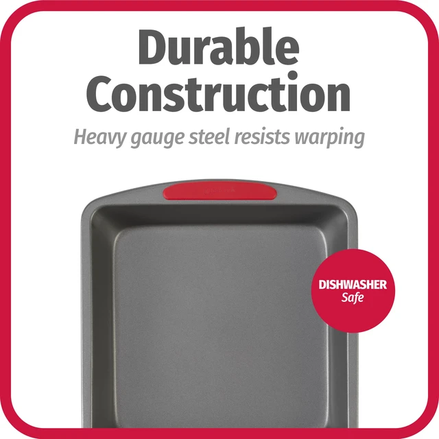 Alt view image 3 of 6 - GoodCook MegaGrip 8x8-Inch Square Non-Stick Heavy-Gauge Steel Baking Pan with Silicone Grip Handles, Dishwasher Safe for Brownies, Bread, Cake & More