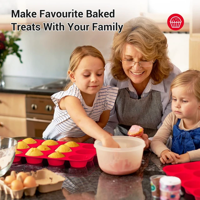 Alt view image 5 of 6 - Redfly 2 Pack Silicone Muffin Pan 12 Cup Regular Size BPA Free Egg Bites Mold
