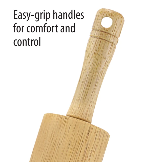 Alt view image 5 of 5 - FARBERWARE Classic 18-Inch Hardwood Rolling Pin with Ergonomic Handles, for Baking Pizza, Pies, Pastry and Cookies