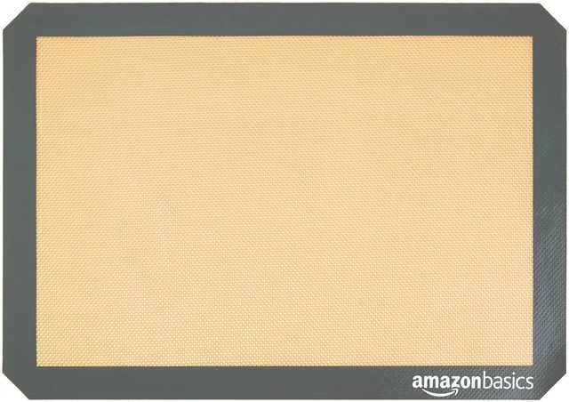 Alt view image 6 of 6 - Amazon Basics Silicone Rectangular Baking Mat 16.5"x11.6" Beige/Gray 2-Pack Non-Stick Reusable Dishwasher Safe Food Safe Heat Resistant