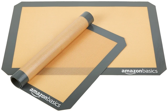 Alt view image 5 of 6 - Amazon Basics Silicone Rectangular Baking Mat 16.5"x11.6" Beige/Gray 2-Pack Non-Stick Reusable Dishwasher Safe Food Safe Heat Resistant