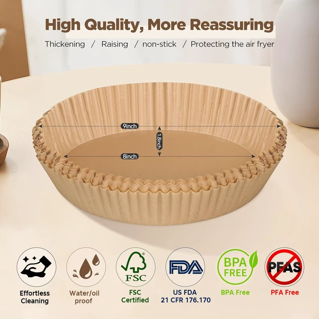 Alt view image 4 of 6 - Disposable 8 Inch Round Paper Air Fryer Liners for 5-8 QT Air Fryers