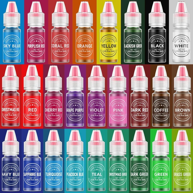 Alt view image 3 of 6 - 26 Vibrant Food Coloring Liquid Set for Baking, Dessert Decorating, Icing, Fondant, Cookies, Easter Eggs, DIY Supplies Kit - Food Grade, 0.25fl oz Each